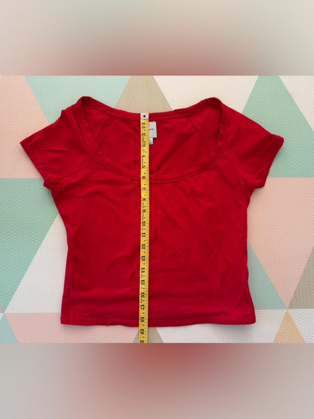 Anthropologie Maeve Cotton Bright Red Scoop-Neck Short Sleeve Tee Size Medium - Picture 5 of 8